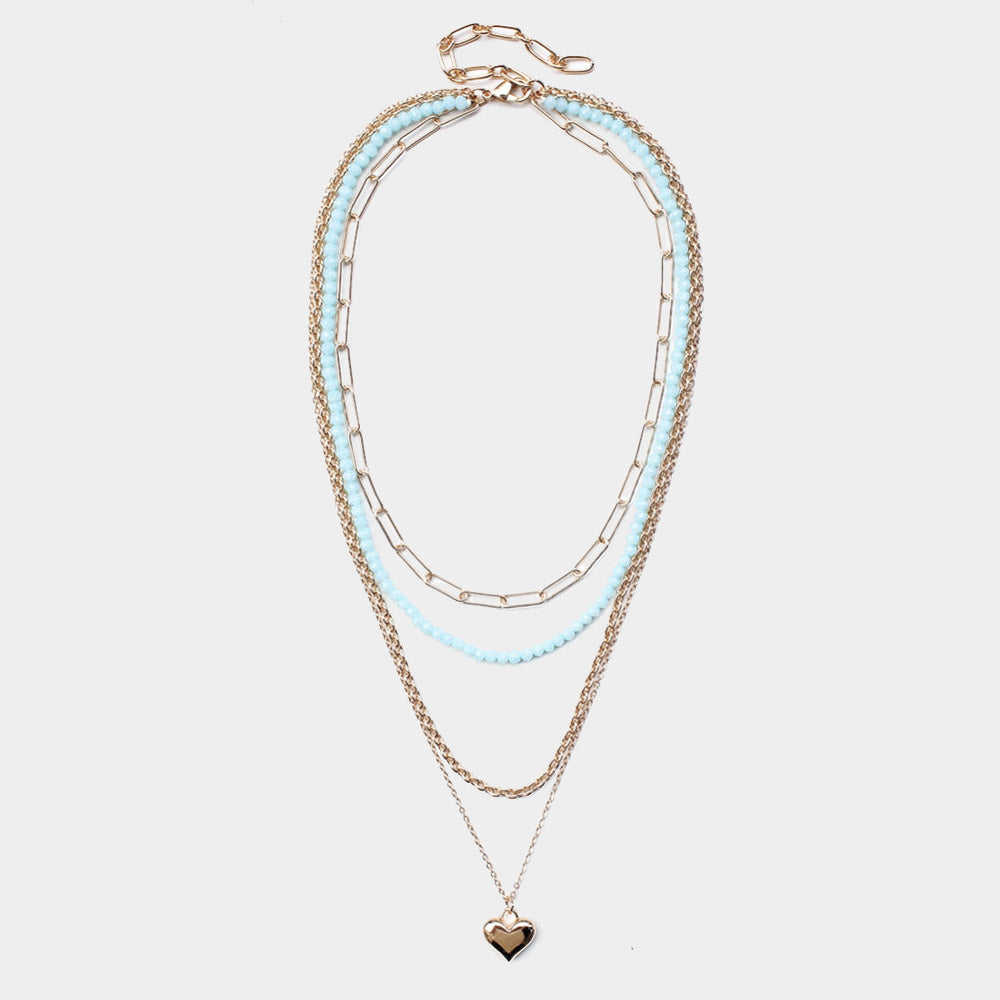 iLLASPARKZ Metal Heart Pendant Multi Layered Necklace