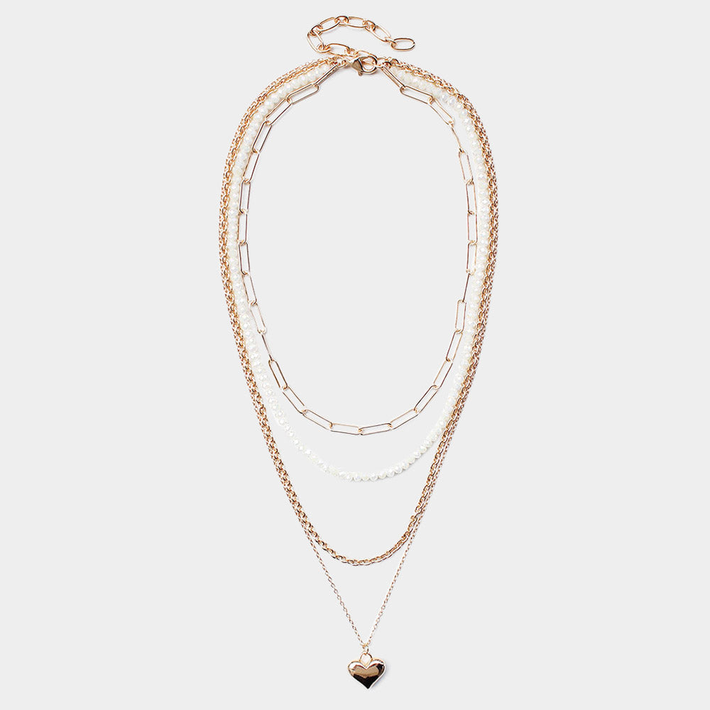 iLLASPARKZ Metal Heart Pendant Multi Layered Necklace