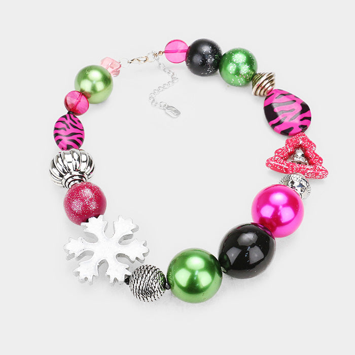 iLLASPARKZ Multi Beaded Tree Snowflake Detail Collar Bib Necklace