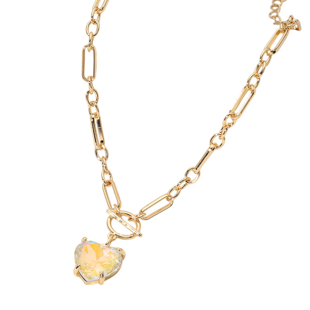 iLLASPARKZ Heart Stone Pendant Toggle Pointed Necklace