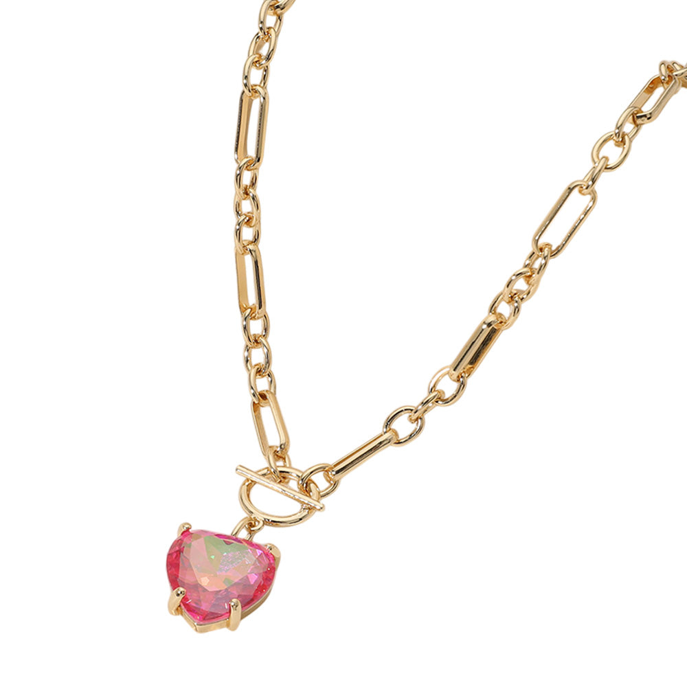 iLLASPARKZ Heart Stone Pendant Toggle Pointed Necklace