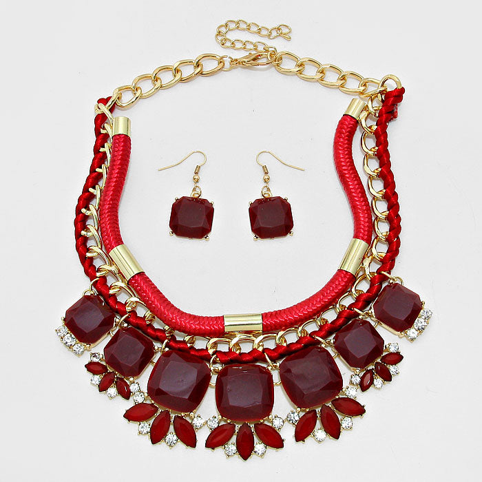 iLLASPARKZ Stone Statement Thread Rope Chain Necklace