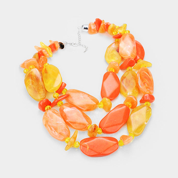 iLLASPARKZ Triple Strand Abstract Beaded Bib Necklace