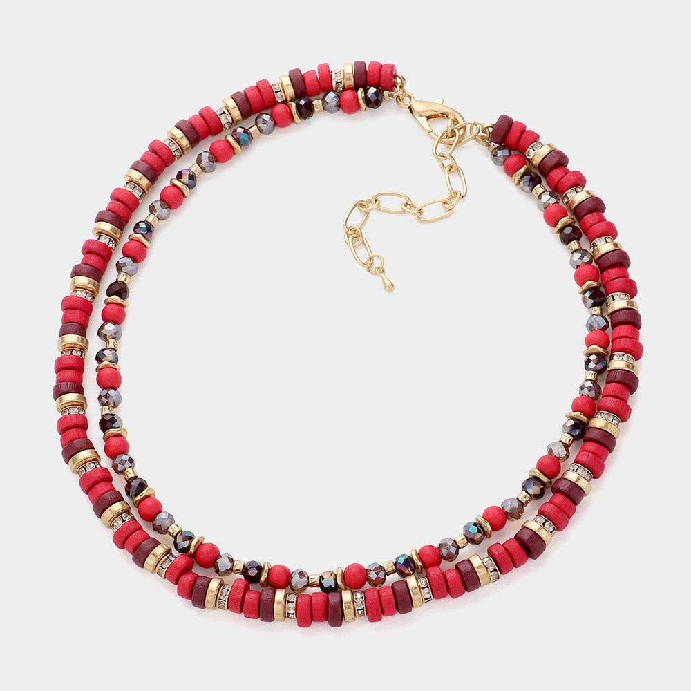 iLLASPARKZ Wood Faceted Beaded Layered Necklace