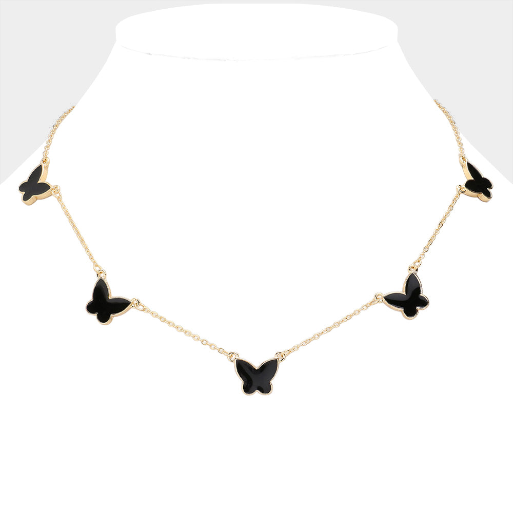 iLLASPARKZ Enamel Butterfly Station Necklace