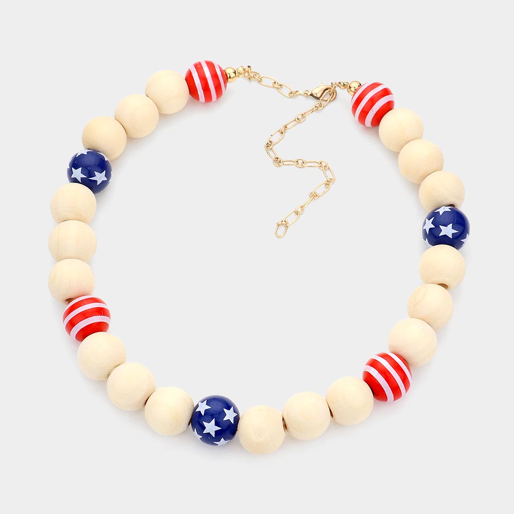 iLLASPARKZ USA America Wood Ball Necklace