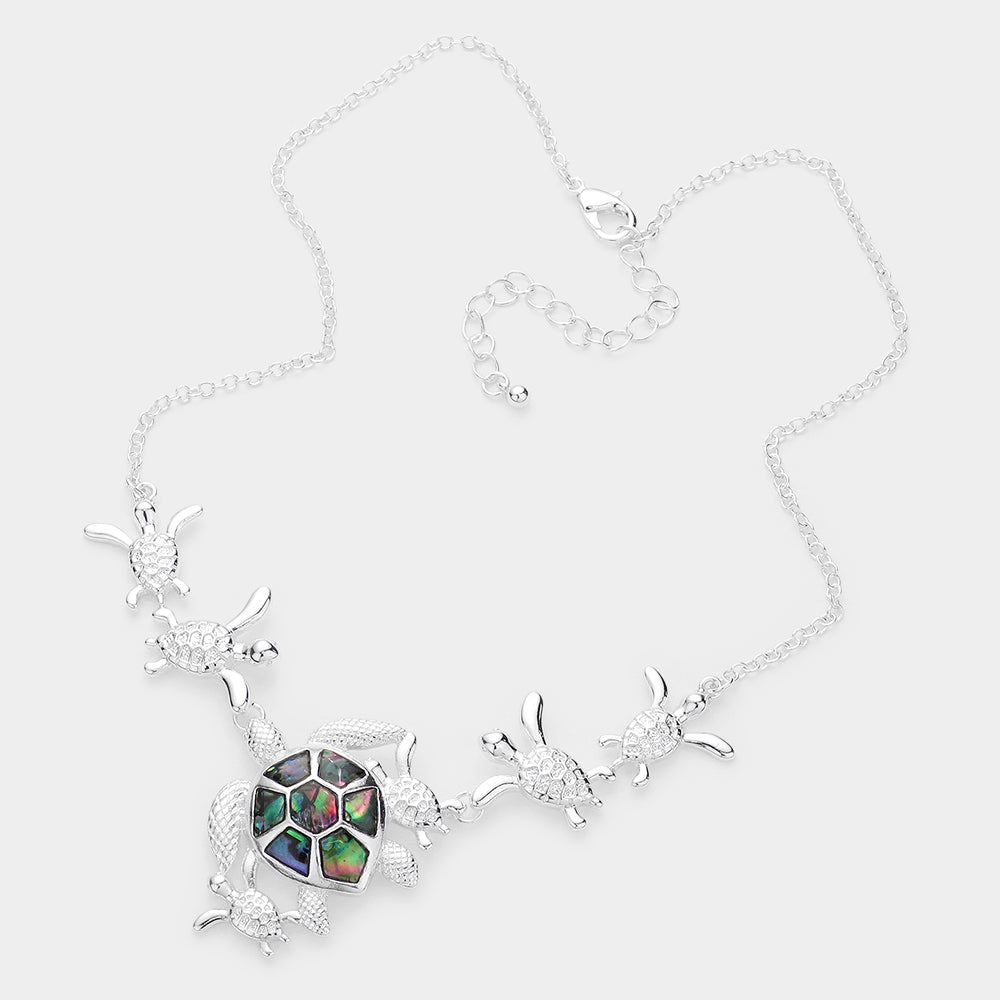 iLLASPARKZ Abalone Metal Turtle Link Necklace