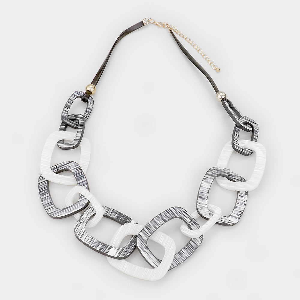 iLLASPARKZ Matt Celluloid Acetate Link Bib Necklace