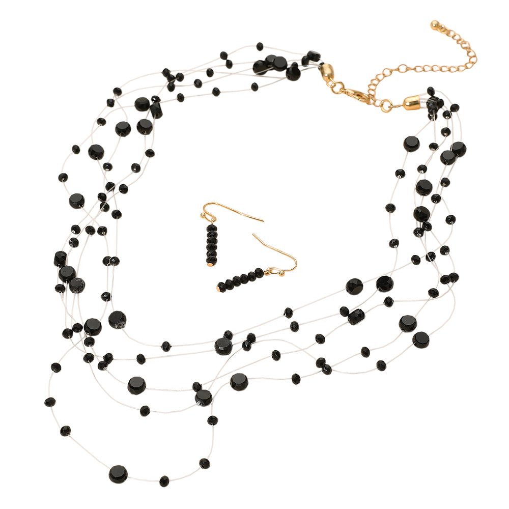iLLASPARKZ Lightweight Layered Floating Bead Statement Necklace