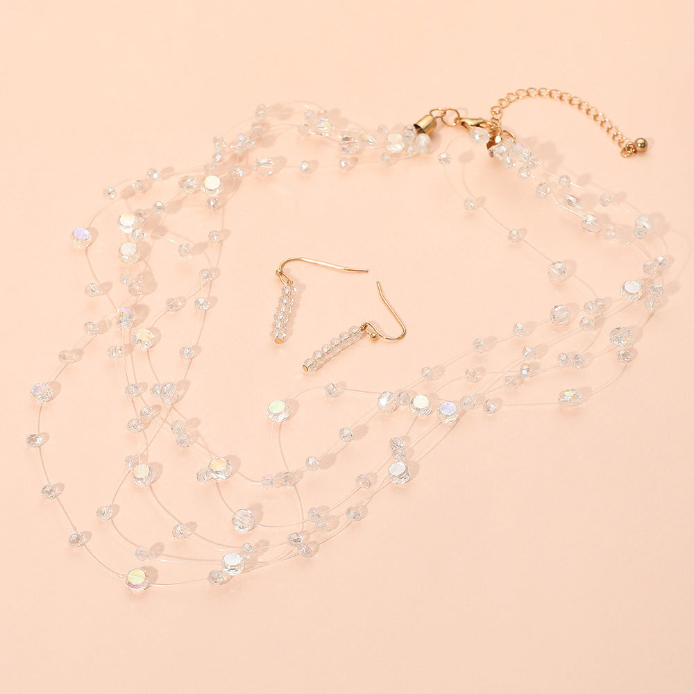 iLLASPARKZ Lightweight Layered Floating Bead Statement Necklace