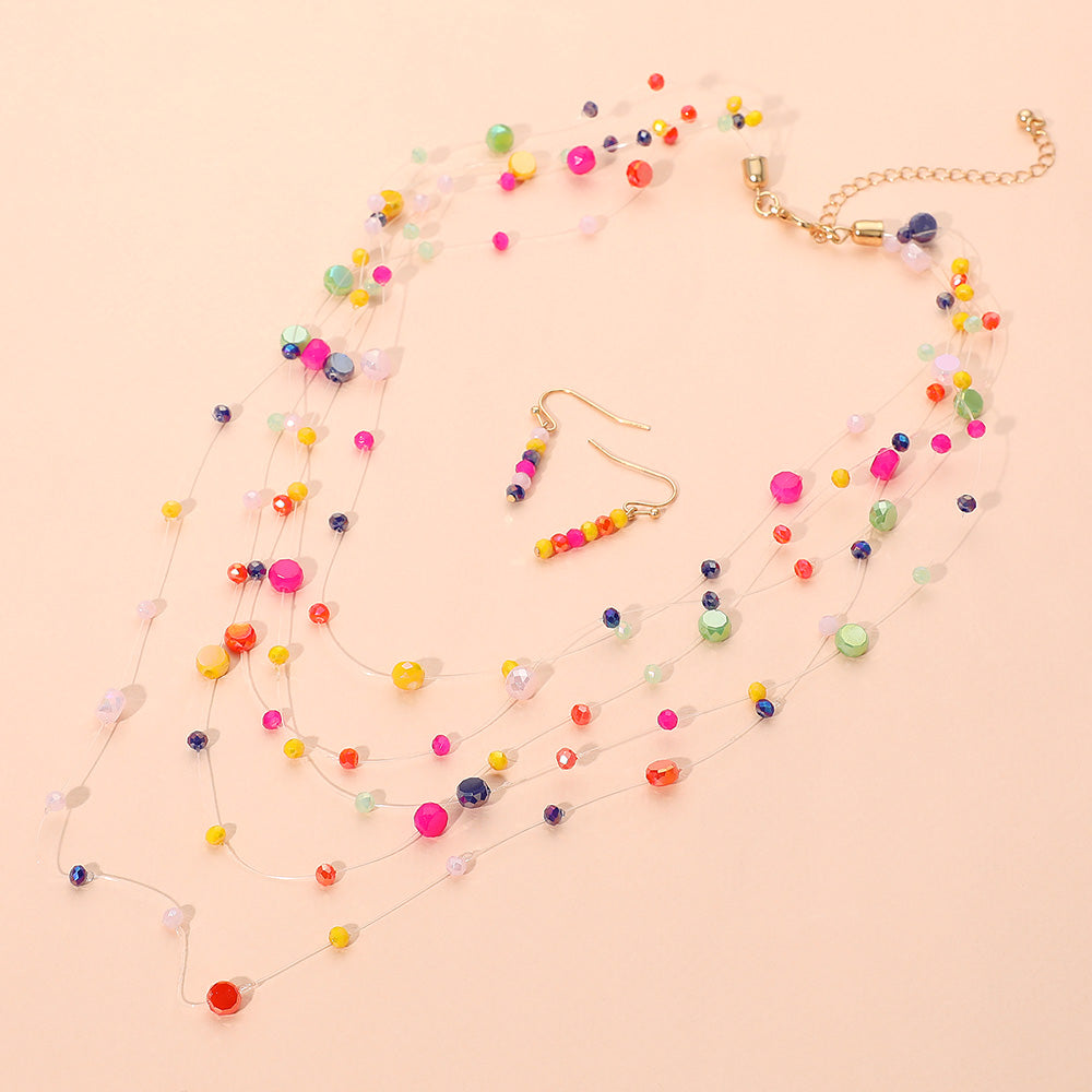 iLLASPARKZ Lightweight Layered Floating Bead Statement Necklace