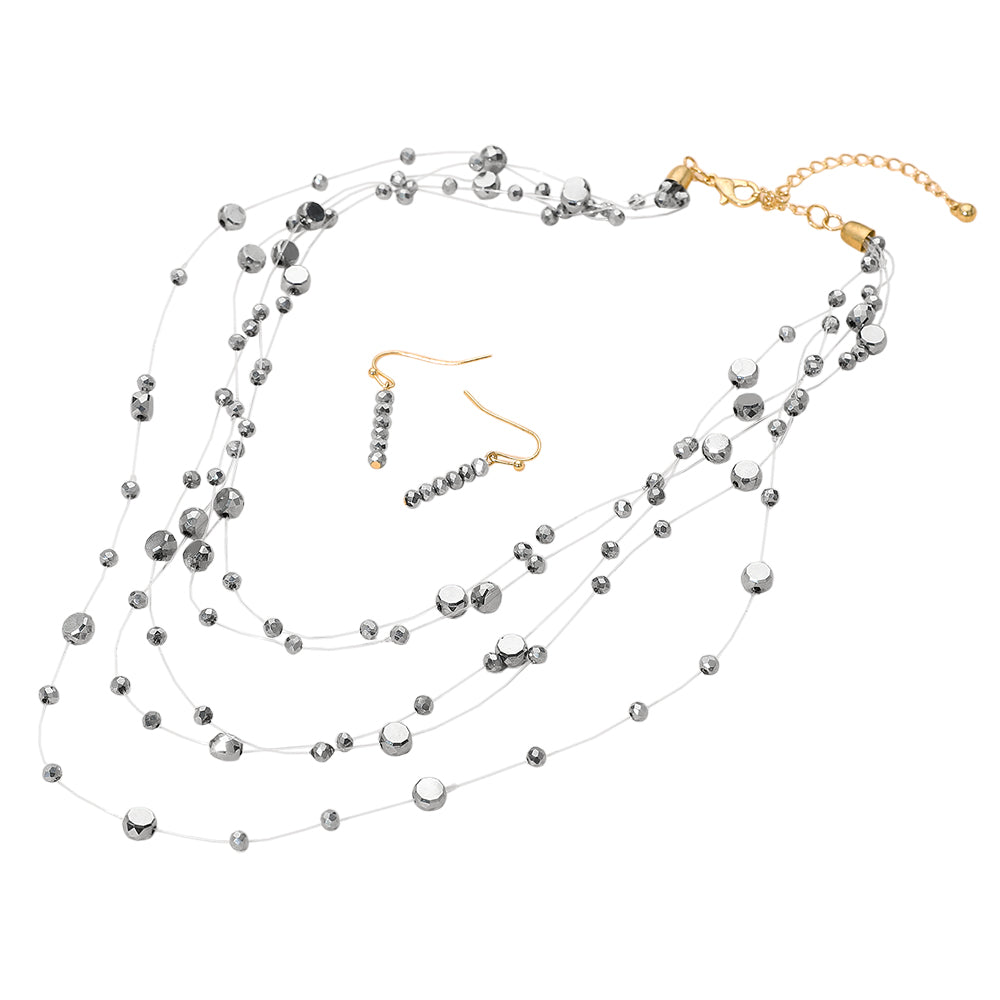 iLLASPARKZ Lightweight Layered Floating Bead Statement Necklace