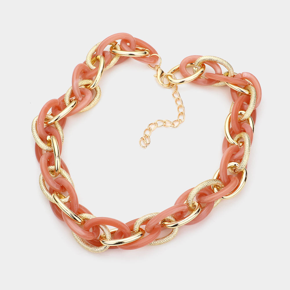iLLASPARKZ Resin Metal Open Oval Link Necklace