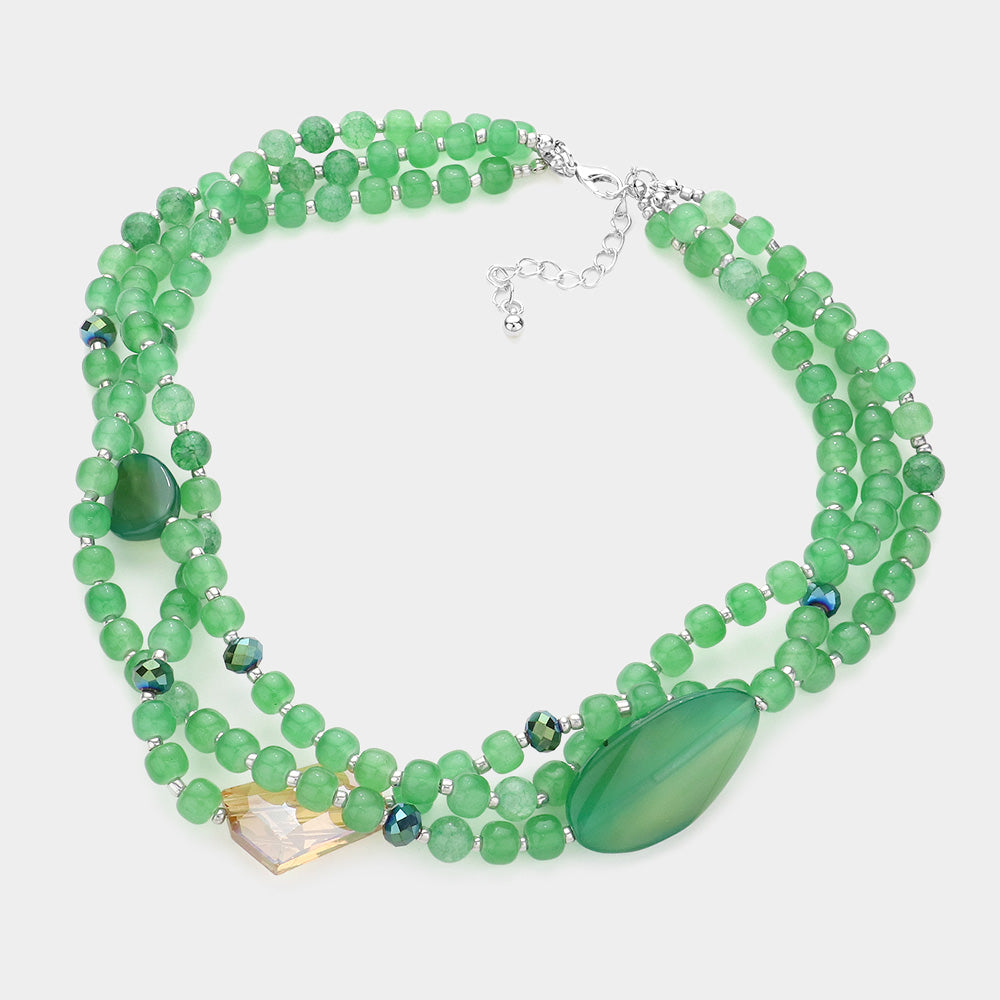 iLLASPARKZ Geometric Triple Bead Accented Triple Layered Necklace