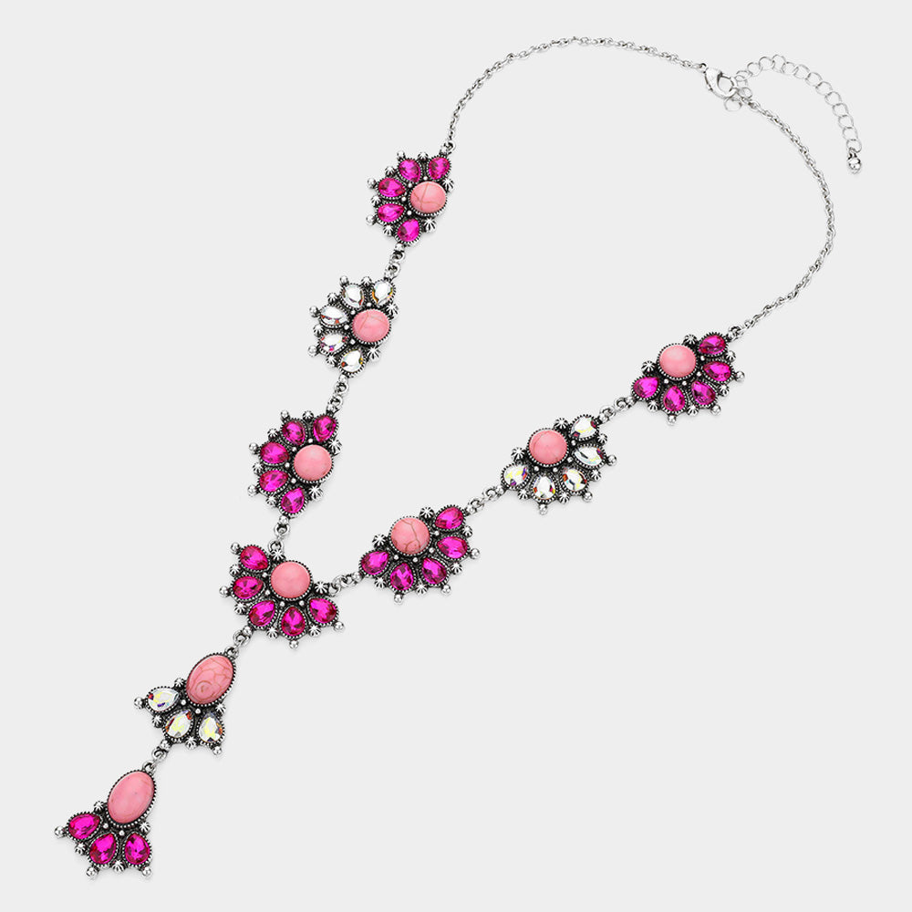 iLLASPARKZ Western Stone Cluster Link Y Shaped Necklace