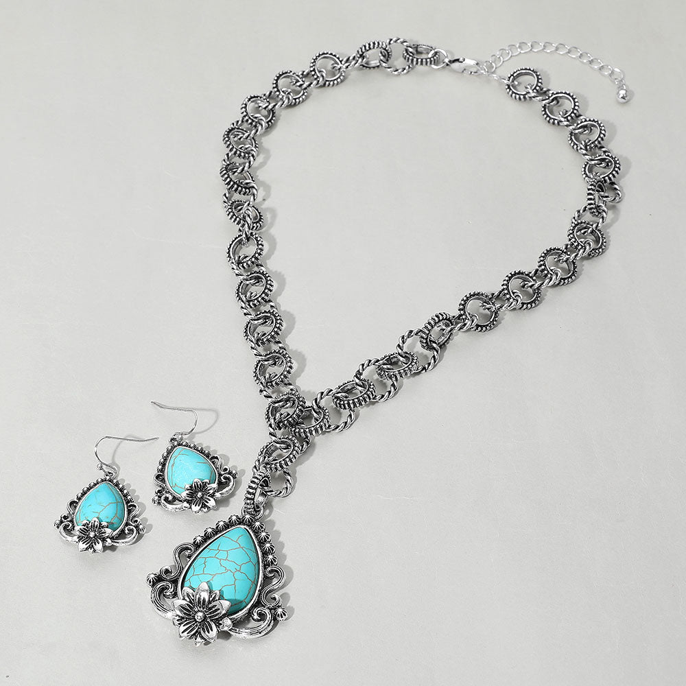 iLLASPARKZ Vintage Western Turquoise Teardrop Pendant Necklace