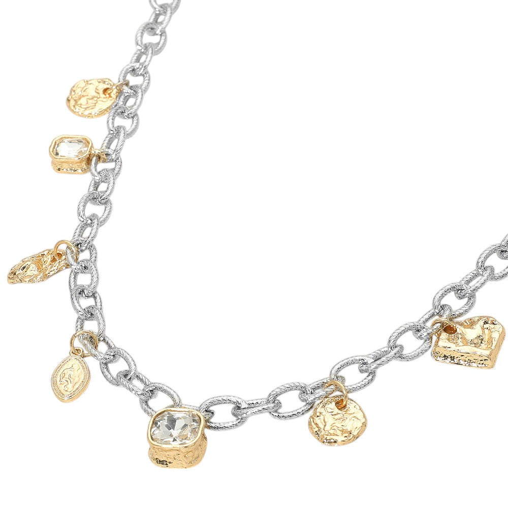 iLLASPARKZ Stone Pointe Mixed Charm Chunky Chain Necklace