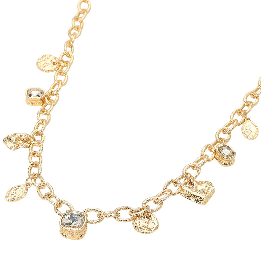 iLLASPARKZ Stone Pointe Mixed Charm Chunky Chain Necklace