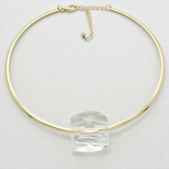 iLLASPARKZ Gold Choker Transparent Cube Necklace