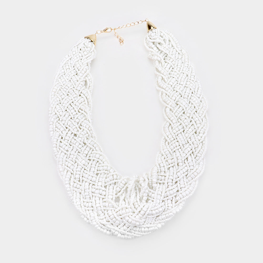 iLLASPARKZ Braided Faceted Bead Statement Bib Necklace