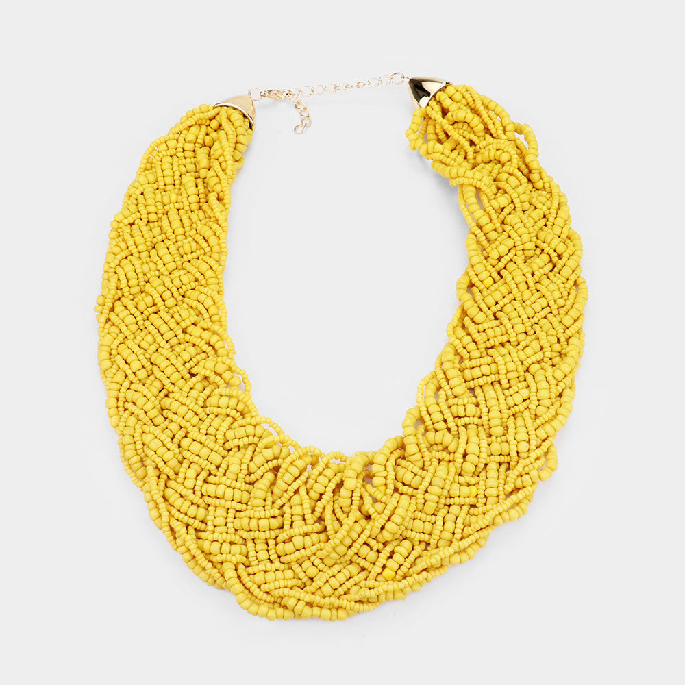 iLLASPARKZ Braided Faceted Bead Statement Bib Necklace