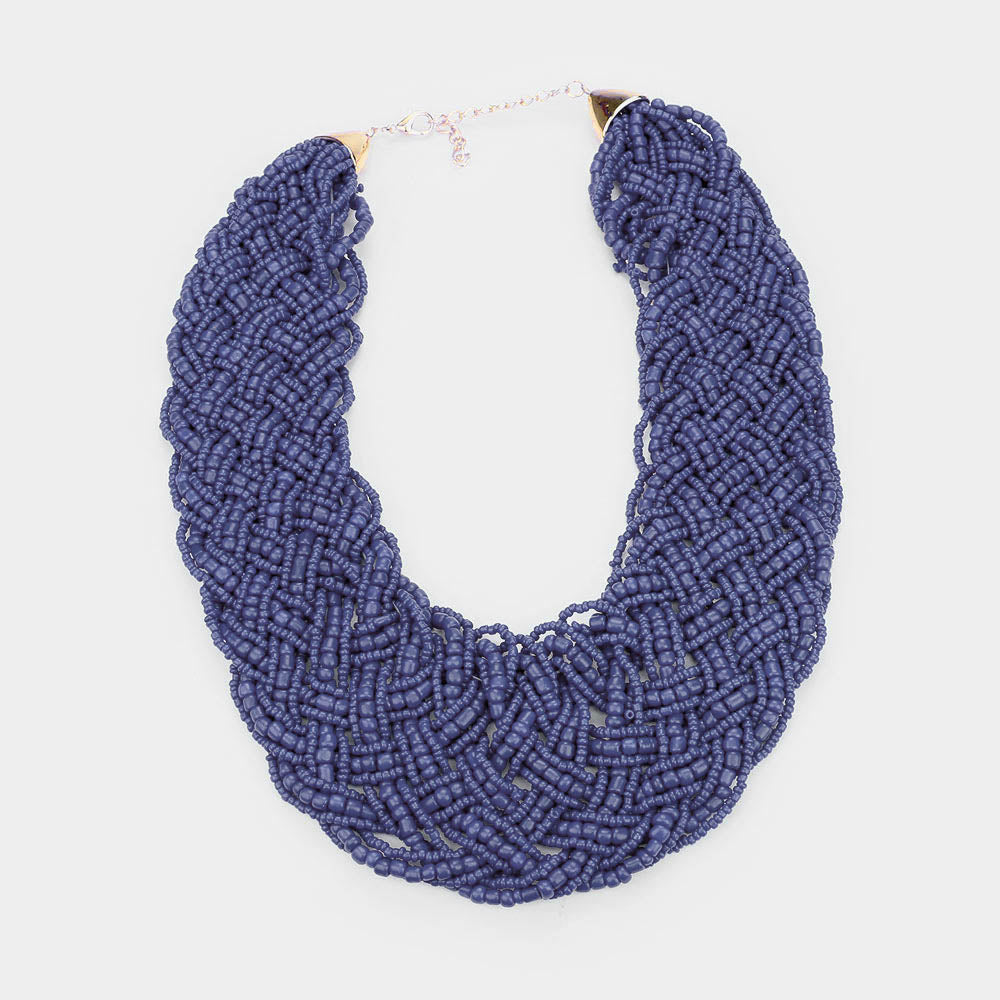 iLLASPARKZ Braided Faceted Bead Statement Bib Necklace