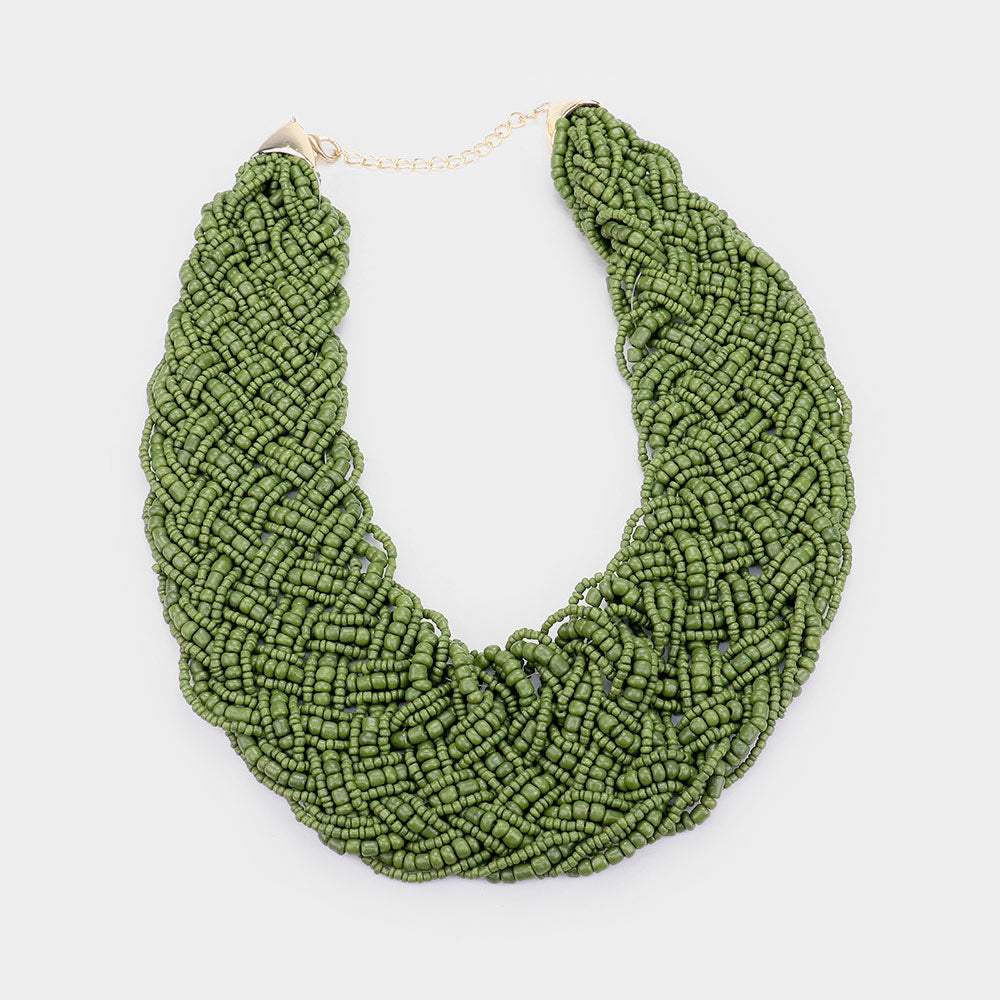 iLLASPARKZ Braided Faceted Bead Statement Bib Necklace