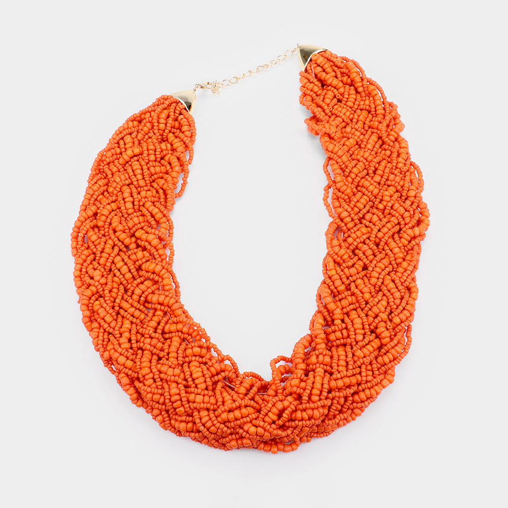 iLLASPARKZ Braided Faceted Bead Statement Bib Necklace