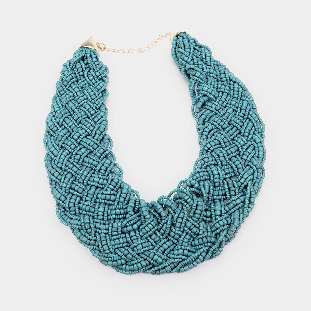 iLLASPARKZ Braided Faceted Bead Statement Bib Necklace