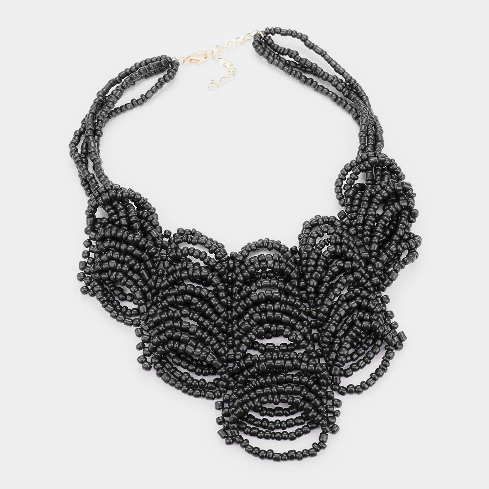 iLLASPARKZ Faceted Bead Statement Bib Collar Necklace