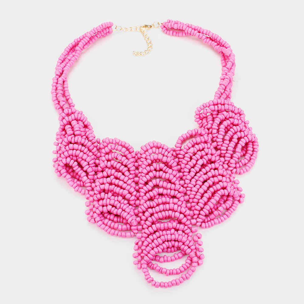 iLLASPARKZ Faceted Bead Statement Bib Collar Necklace