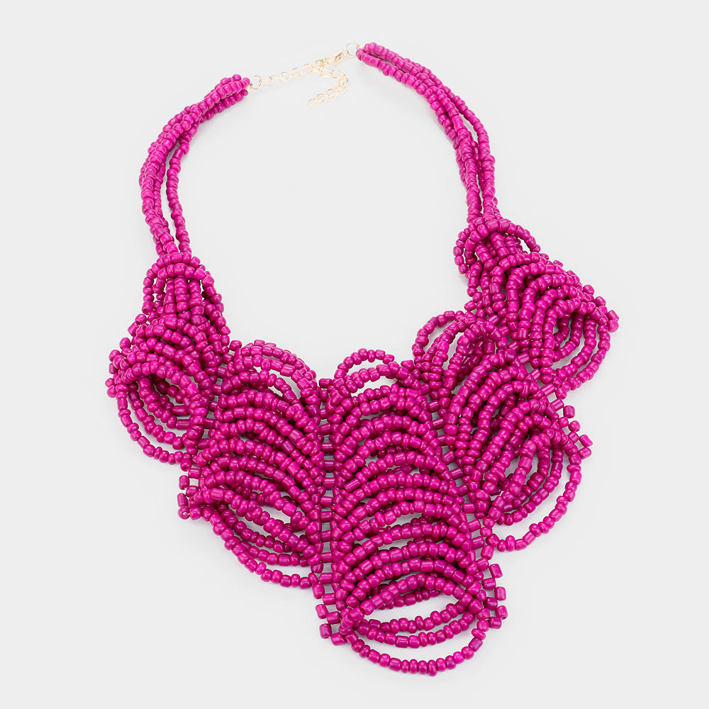 iLLASPARKZ Faceted Bead Statement Bib Collar Necklace