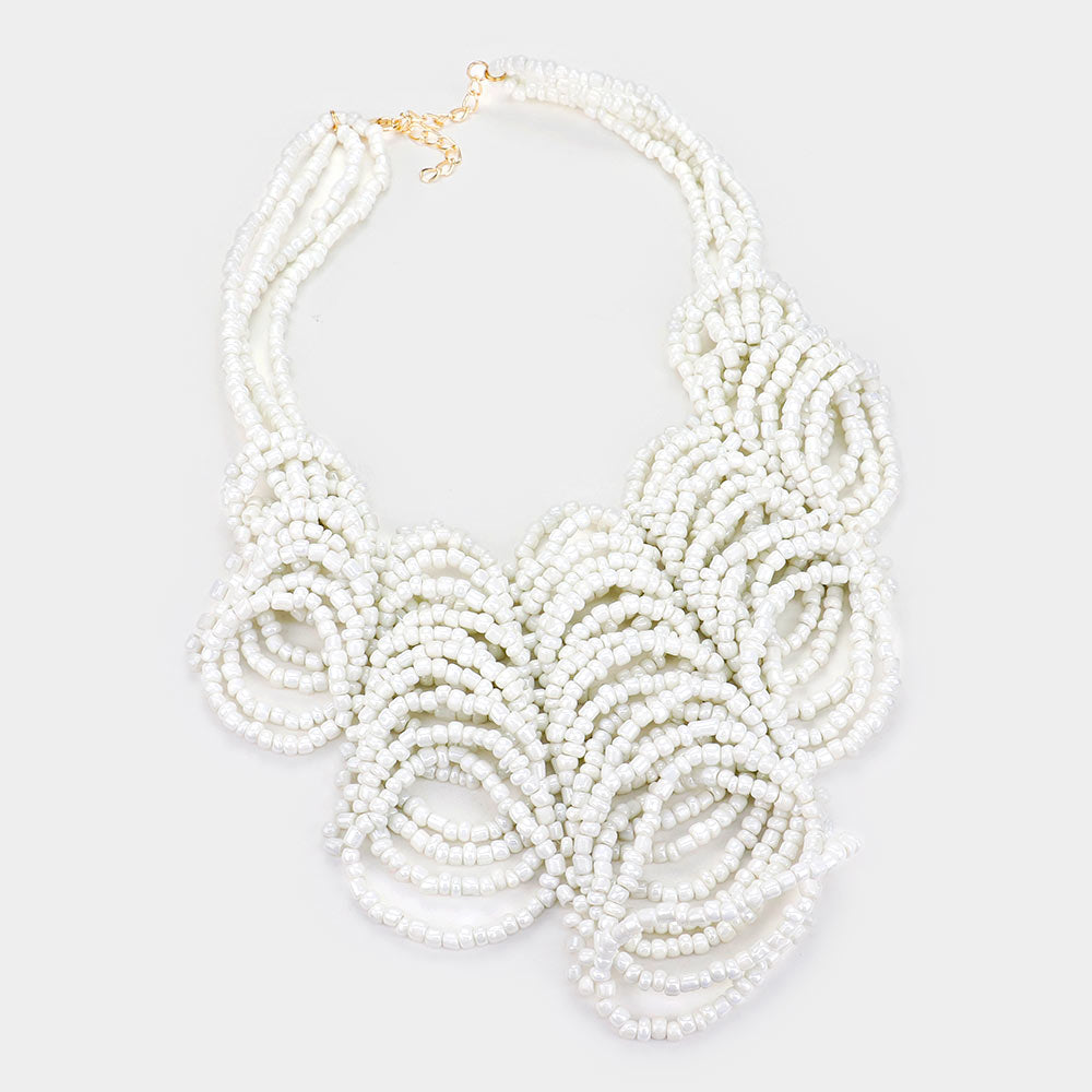 iLLASPARKZ Faceted Bead Statement Bib Collar Necklace