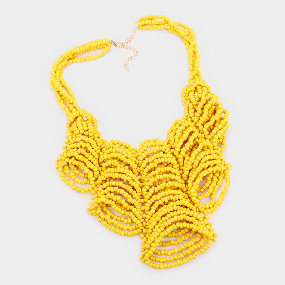 iLLASPARKZ Faceted Bead Statement Bib Collar Necklace