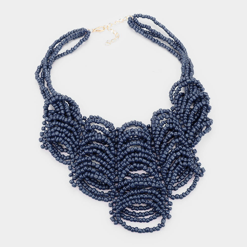 iLLASPARKZ Faceted Bead Statement Bib Collar Necklace