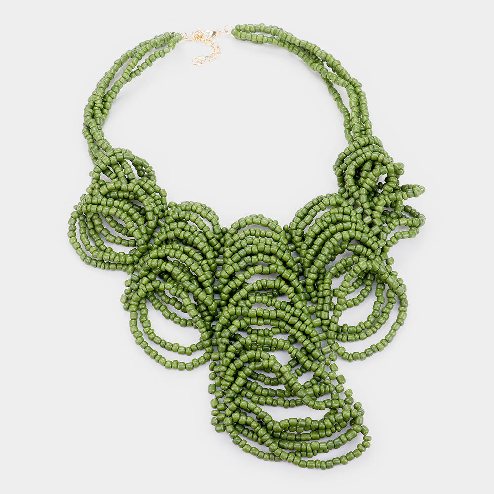 iLLASPARKZ Faceted Bead Statement Bib Collar Necklace