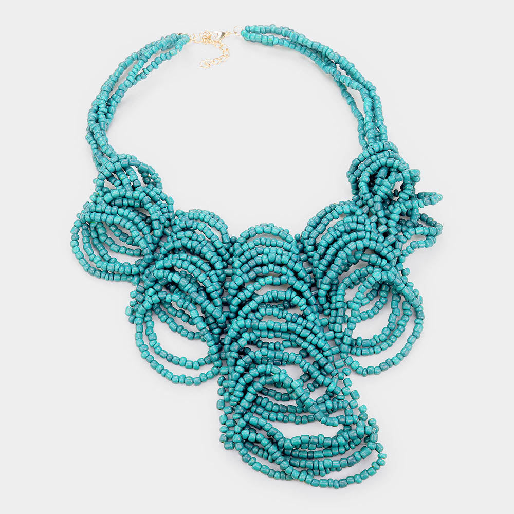 iLLASPARKZ Faceted Bead Statement Bib Collar Necklace