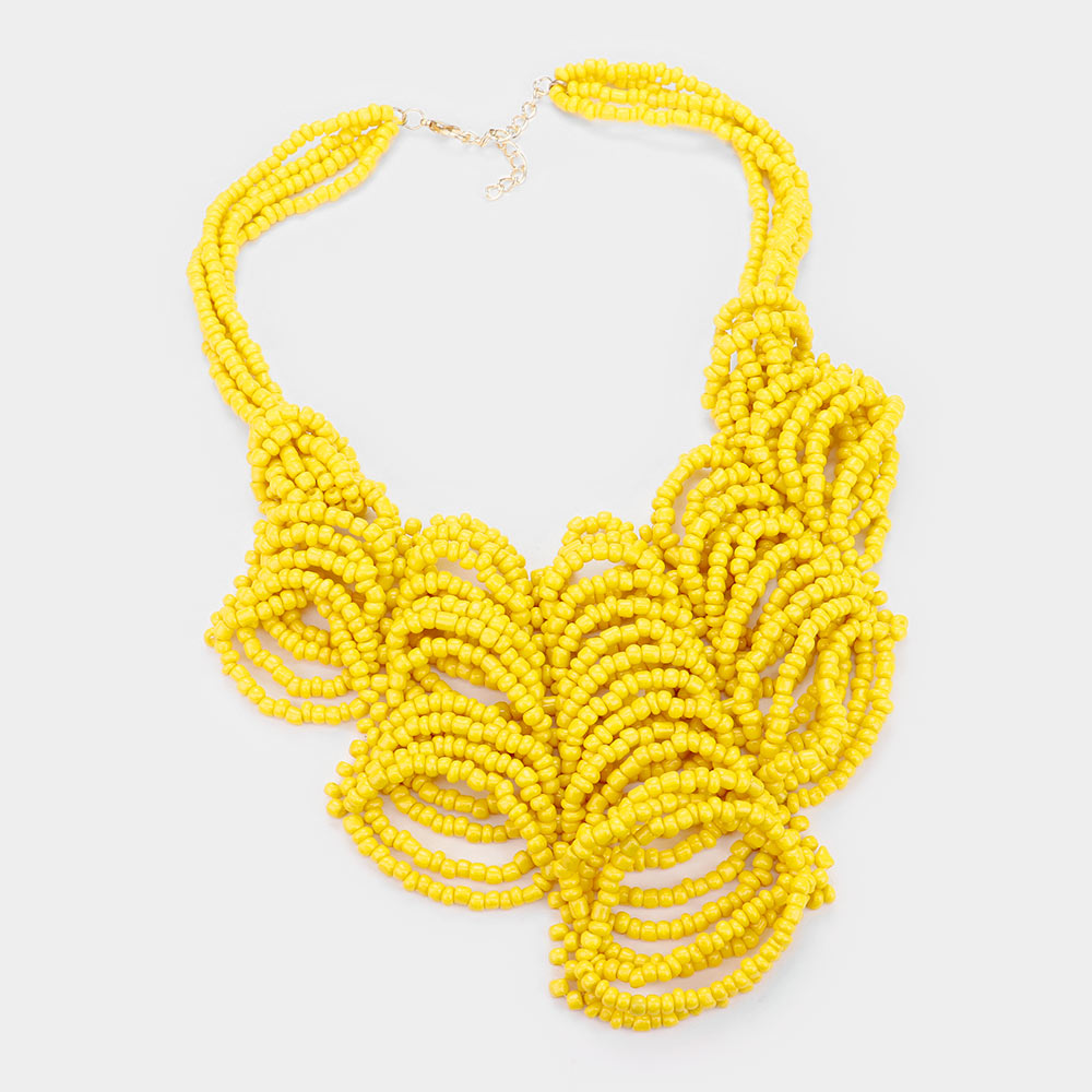 iLLASPARKZ Faceted Bead Statement Bib Collar Necklace