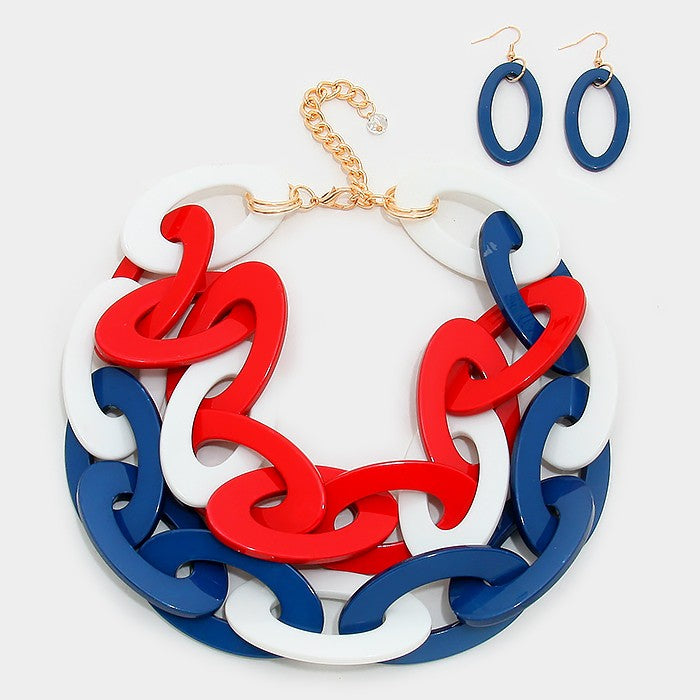 iLLASPARKZ American flag motif chain necklace