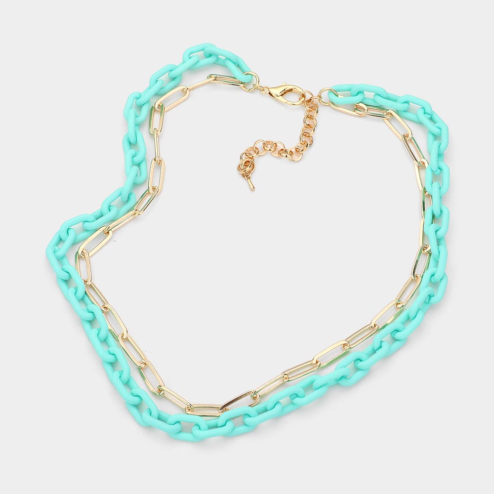 iLLASPARKZ Colored Chain Paperclip Metal Chain Layered Necklace