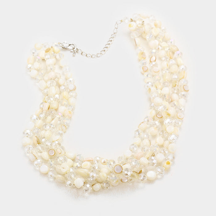 iLLASPARKZ Layered Glass Beaded Bib Necklace