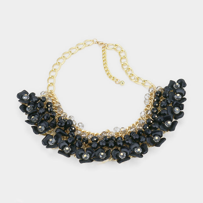 iLLASPARKZ Flower Fringe Statement Bib Necklace