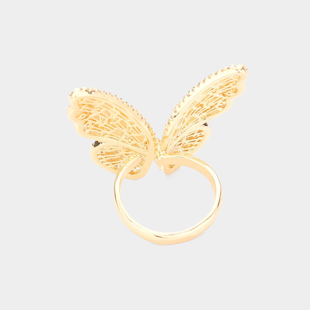 iLLASPARKZ CZ Stone Embellished Butterfly Ring