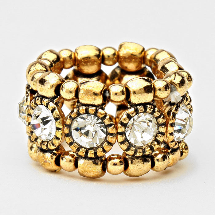 iLLASPARKZ Chunky Crystal Accented Metal Stretch Ring
