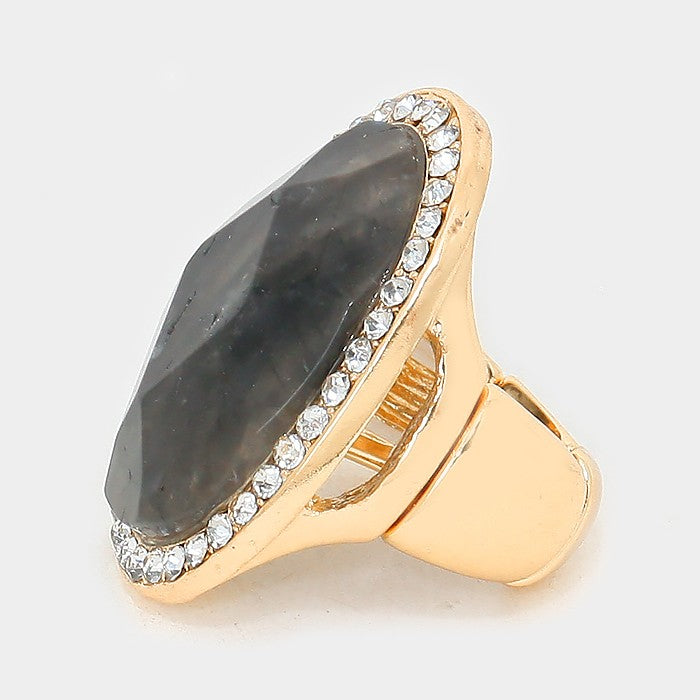 iLLASPARKZ Crystal trim semi precious stone stretch ring