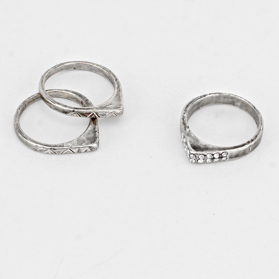iLLASPARKZ Studded Chevron Midi Ring Set