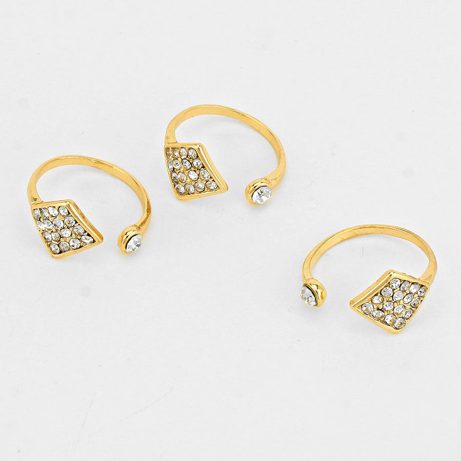 iLLASPARKZ Diamond Pave Cuff Ring Set