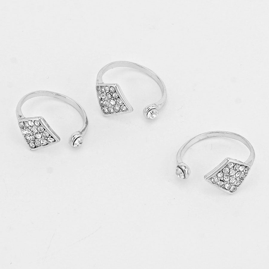 iLLASPARKZ Diamond Pave Cuff Ring Set