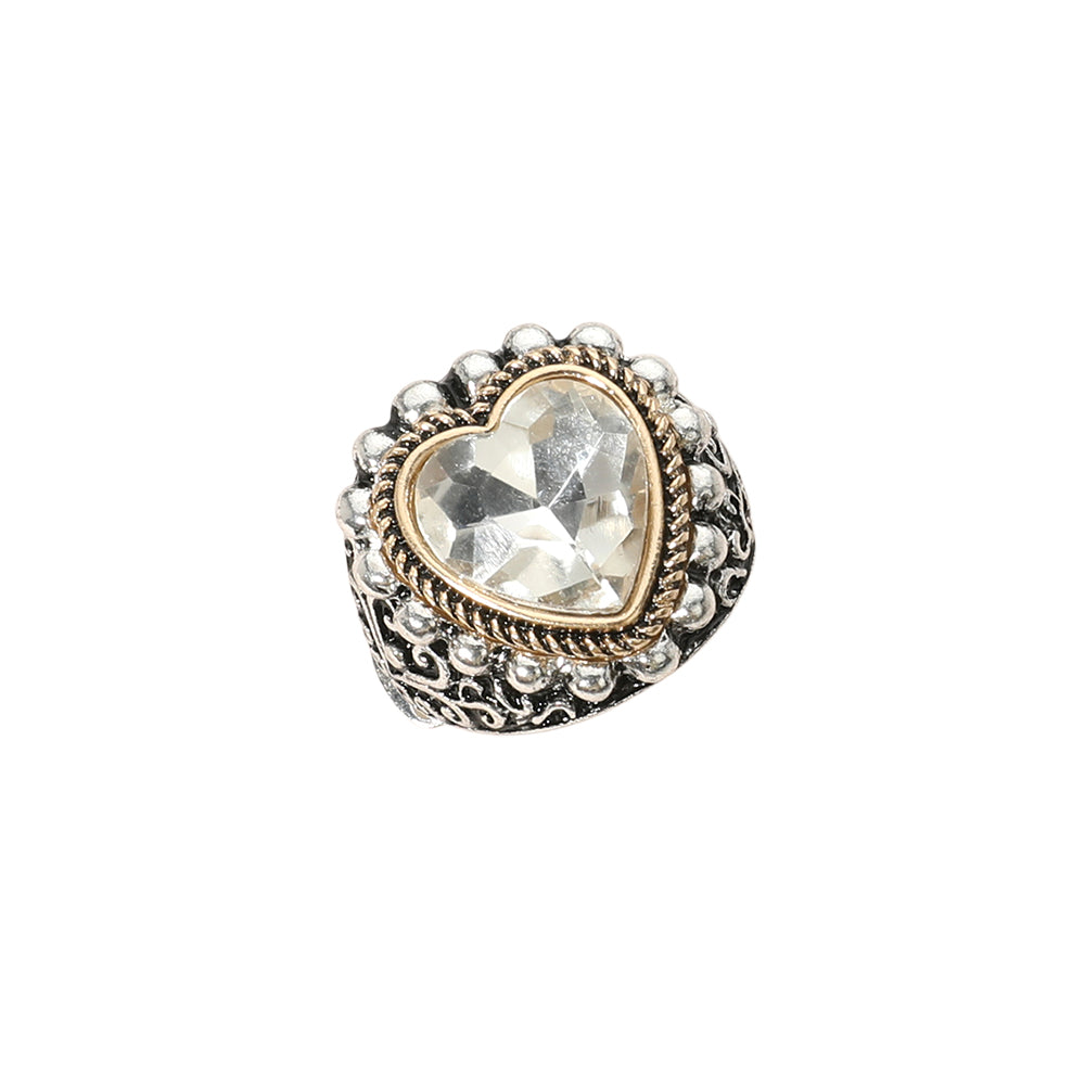 iLLASPARKZ Antique Metal Heart Stone Stretch Ring