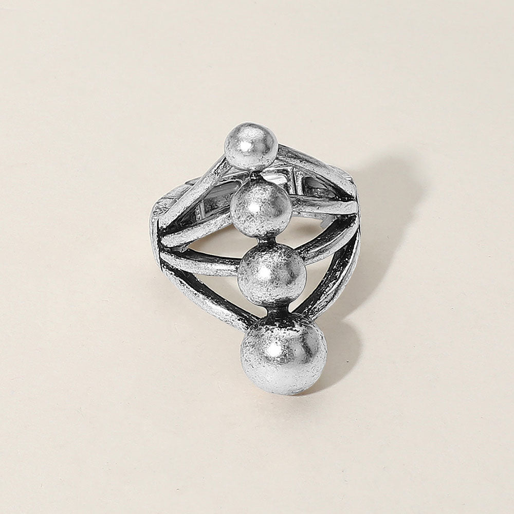 iLLASPARKZ Modern Metal Geometric Sculpted Orb Stretch Ring